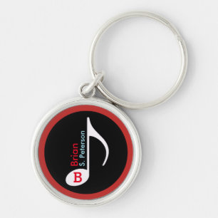 Porte-clés note musicale customisée rouge