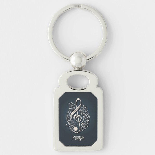 Porte-clés Note sur le Clé musical de nom personnalisé (Devant)
