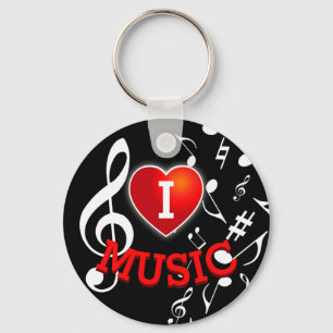Porte-clés (NOTES BLANCHES) I Love (Heart Music)