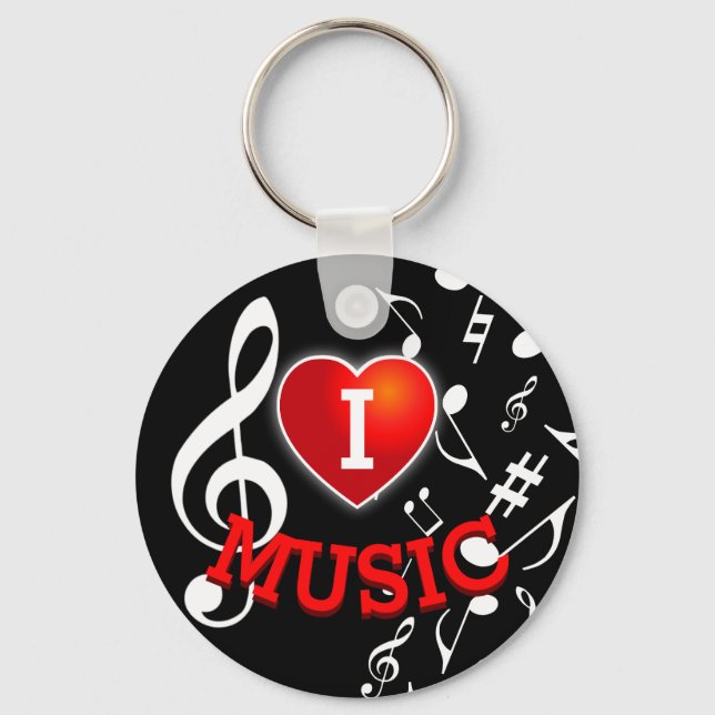 Porte-clés (NOTES BLANCHES) I Love (Heart Music) (Recto)
