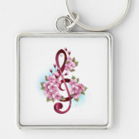 Notes de clef musicale en treble avec des fleurs S