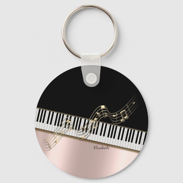 Porte-clés Notes de musique en or moderne, touches de piano e (Recto)