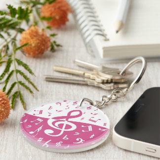 Porte-clés Notes de musique Treble Clef Wave en rose et blanc