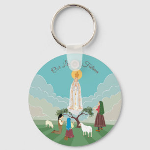 Porte-clés Notre-Dame de Fatima et les trois bergers