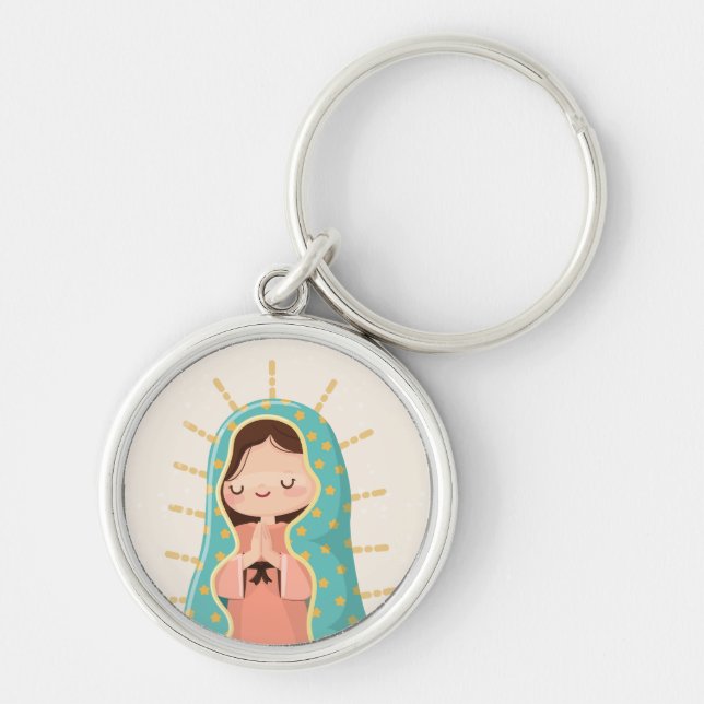 Porte-clés Notre-Dame de Guadalupe Style Kawaii (Devant)