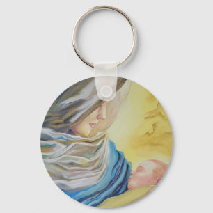 Porte-clés Notre Dame du Silence tenant le bébé Jésus