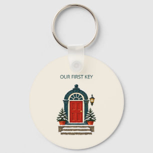 Porte-clés Notre première clé porte rouge nouvelle maison