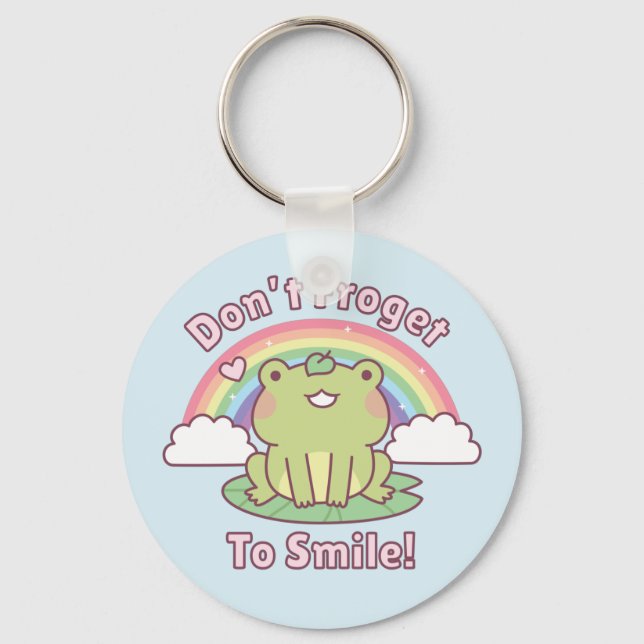 Porte-clés N'oubliez pas de sourire Grenouille mignonne Pun (Recto)