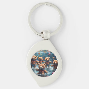 Porte-clés Nounours nager dans un bassin de poissons