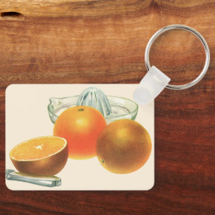 Porte-clés Nourriture vintage Fruits, Oranges mûres Juicer Pe