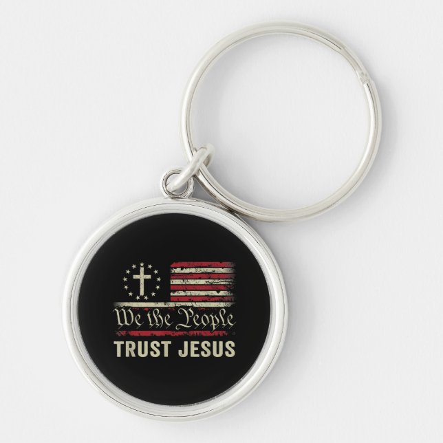 Porte-clés Nous Le Peuple Confiance Jésus - USA Drapeau Chris (Devant)