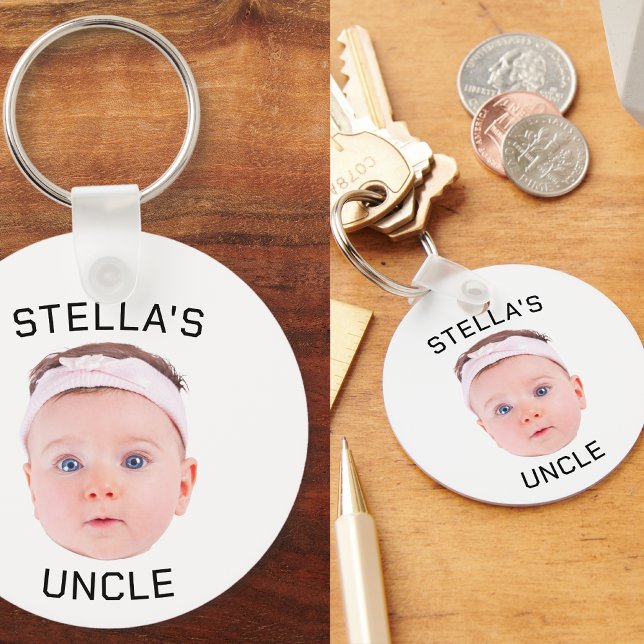 Porte-clés Nouveau cadeau Oncle, personnalisé bébé visage pho (Créateur téléchargé)