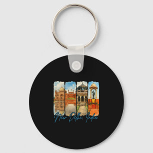 Porte-clés Nouveau Delhi Inde Voyage Voyage Coup de pinceau S