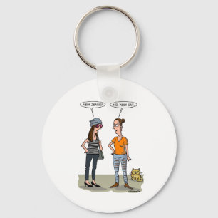 Porte-clés Nouveau jean ? Non, nouveau chat. Carte de vœux pl