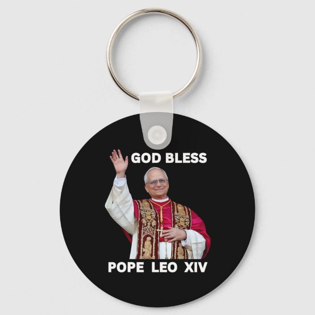 Porte-clés Nouveau Pape Leo Xiv Cadeaux catholiques Merch Sou (Recto)