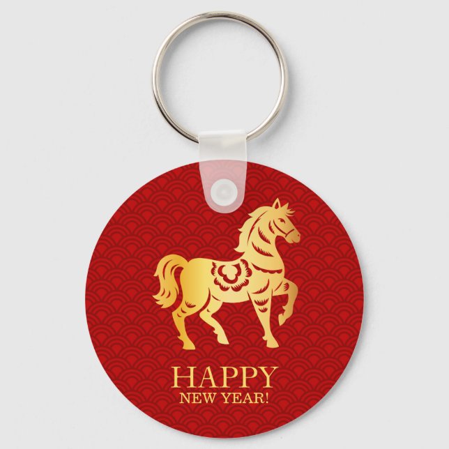 Porte-clés Nouvel An chinois du Cheval 2026 (Recto)