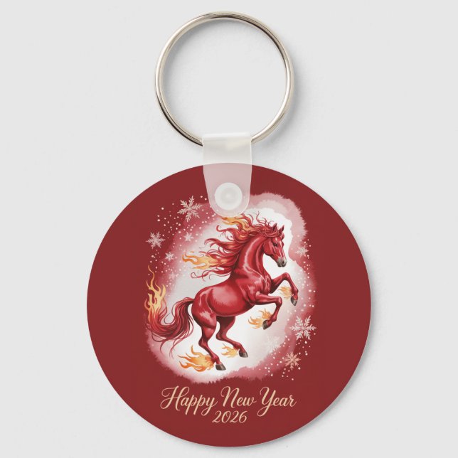 Porte-clés Nouvel An chinois du Cheval 2026 (Recto)