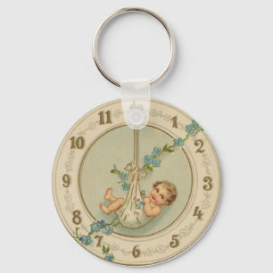 Porte-clés Nouvel An vintage Horloge Bébé