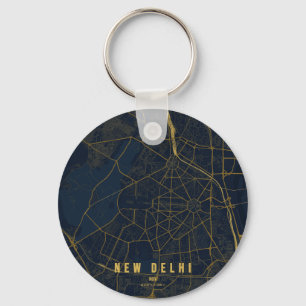 Porte-clés Nouvelle carte de la ville de Delhi avec texte per