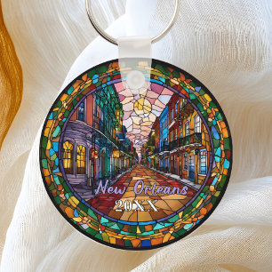 Porte-clés Nouvelle-Orléans personnalisée datée de Bourbon St