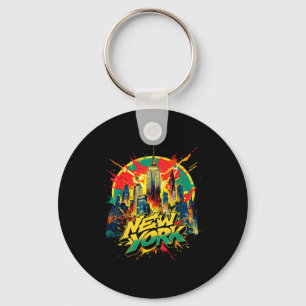 Porte-clés Nouvelle skyline punk grunge vintage rétro graffit