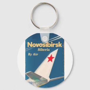 Porte-clés Novosibirsk Sibérie affiche de vol d'Union soviéti