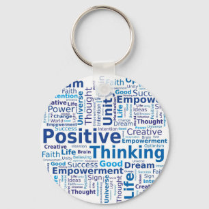 Porte-clés Nuage de mots de pensée positive - Couleurs bleues