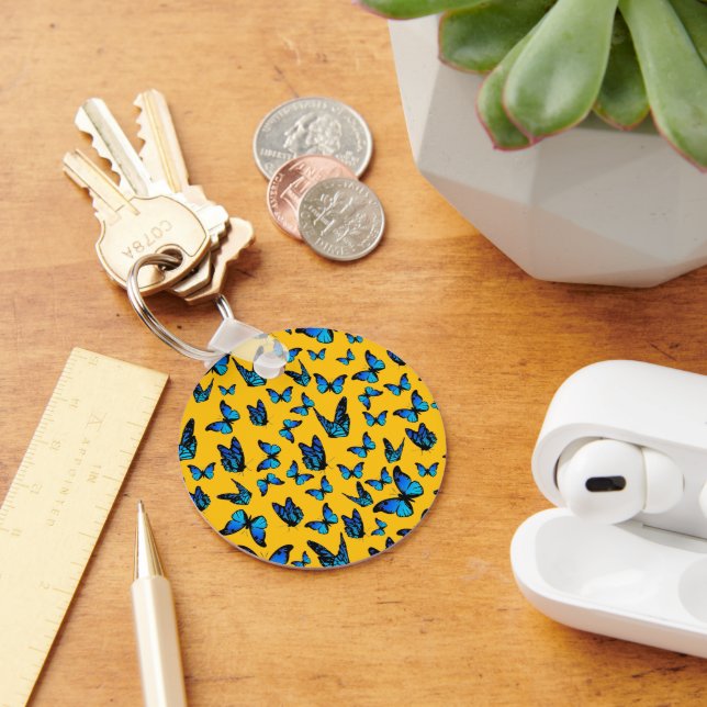 Porte-clés nuage de papillons bleus (Bureau)