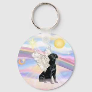 Porte-clés Nuages - Ange Labrador Retriever noir