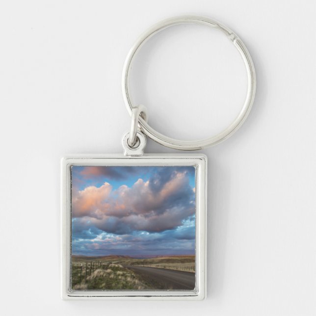 Porte-clés Nuages de coucher de soleil sur la route de la pra (Devant)