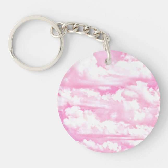 Porte-clés Nuages Girly roses fuchsia mous (Devant)