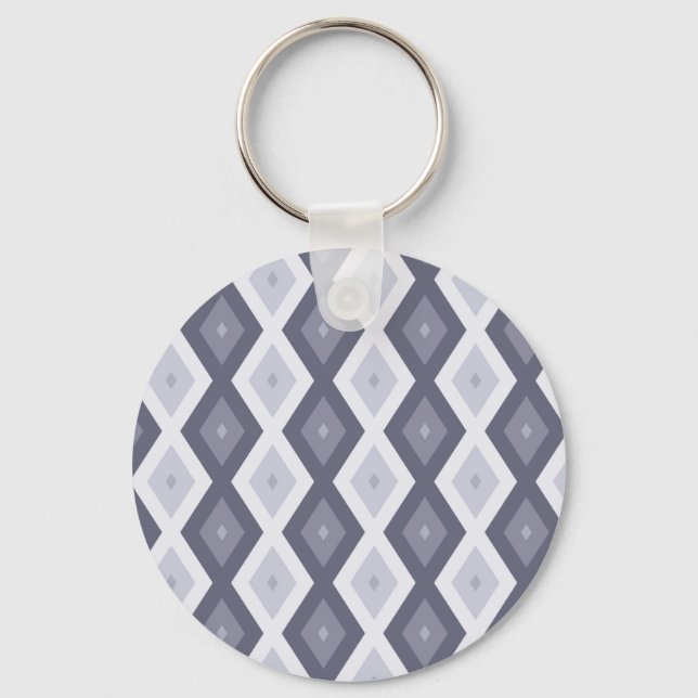 Porte-clés Nuances de bleu gris motif diamant (Recto)
