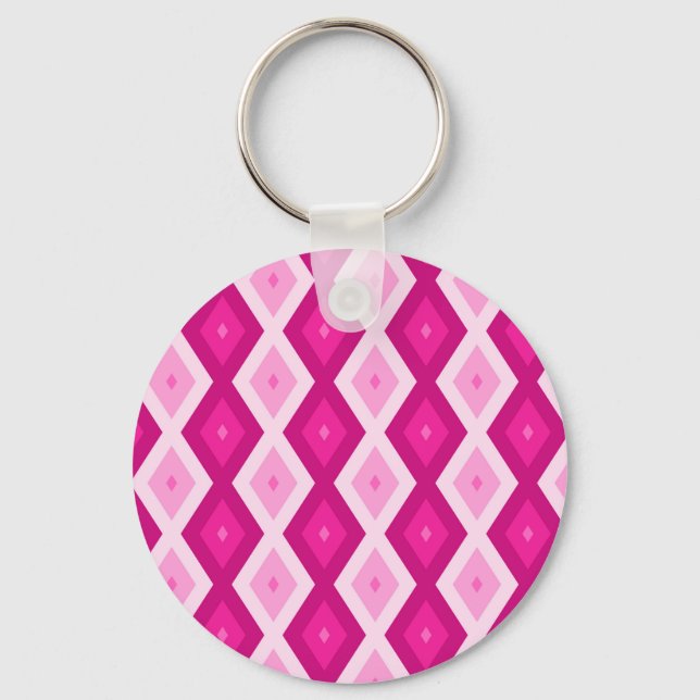 Porte-clés Nuances de motif de diamant fuchsia (Recto)