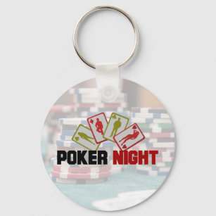 Porte-clés Nuit de poker avec cartes à jouer et jetons de pok