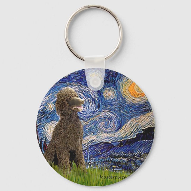 Porte-clés Nuit étoilée - Caniche St. au Chocolat (Recto)