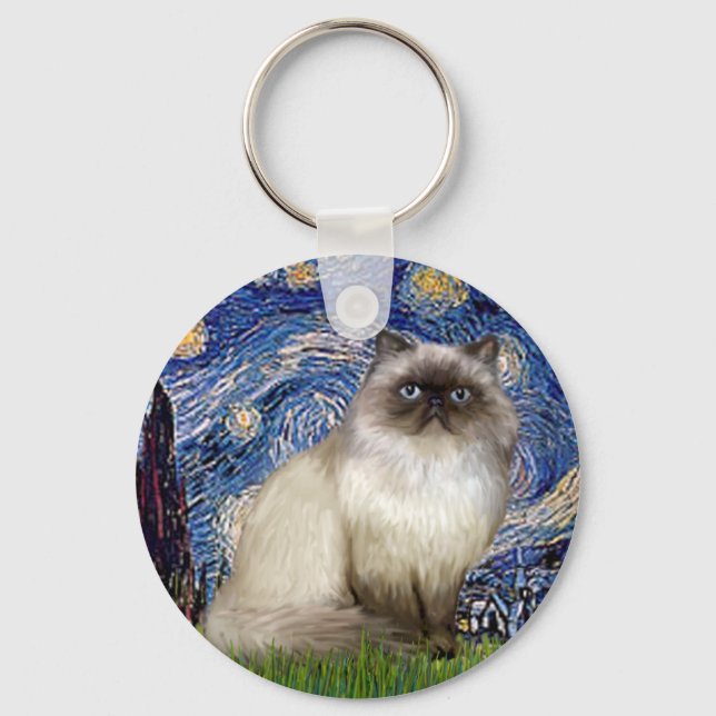 Porte-clés Nuit étoilée - Chat himalayen 7 (Recto)