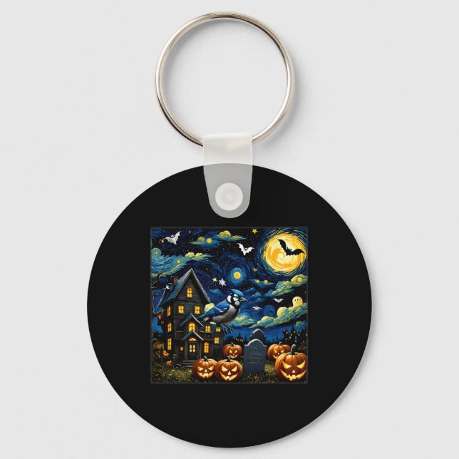 Porte-clés Nuit étoilée de Jay Bleu Halloween (Recto)