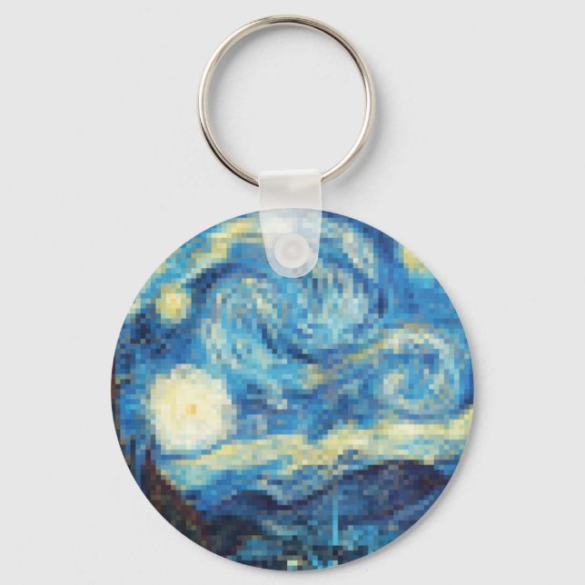 Porte-clés Nuit étoilée Pixellée par Van Gogh (Recto)