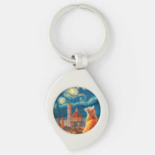 Porte-clés Nuit étoilée sur Florence Art du chat roux