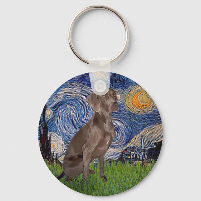 Porte-clés Nuit étoilée - Weimaraner (Z) (Recto)
