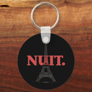 Porte-clés Nuit Nuit Nuit Nuit Mots Français Paris Tour