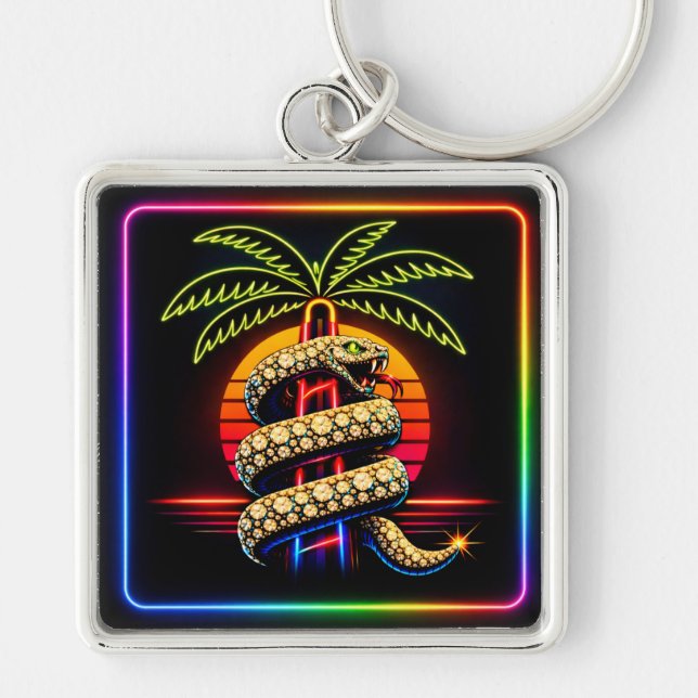 Porte-clés Nuits néon de Miami Opulence diamant Luxe  (Devant)