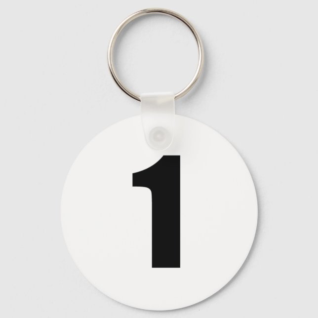 Porte-clés number 1 in black on white button keychain (Recto)