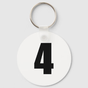 Porte-clés number 4 in black on white button keychain