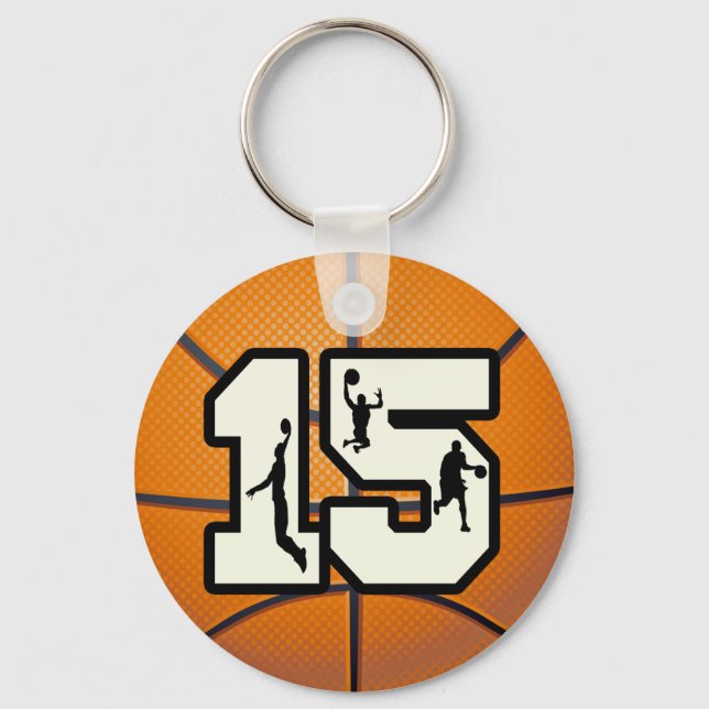 Porte-clés Numéro 15 Basketball et joueurs (Recto)