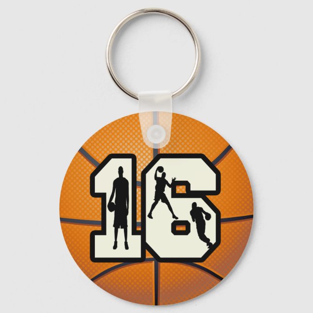 Porte-clés Numéro 16 Basketball et joueurs (Recto)