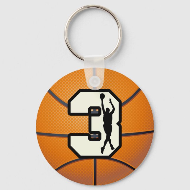 Porte-clés Numéro 3 Basketball et joueur (Recto)