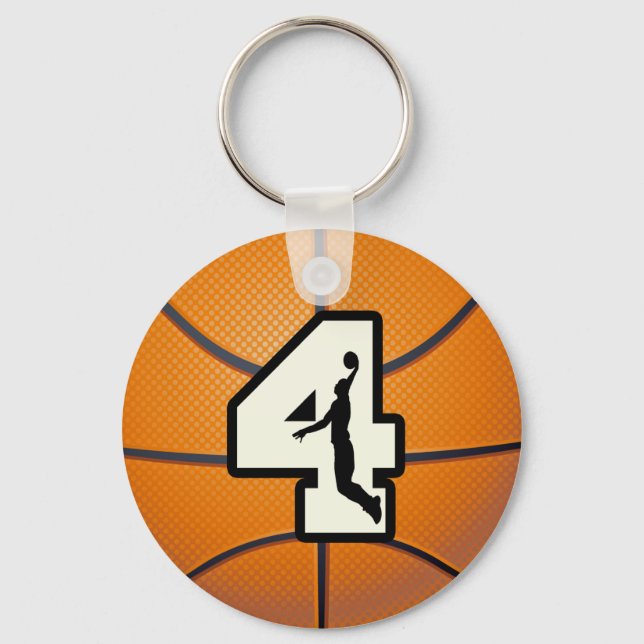 Porte-clés Numéro 4 Basketball et joueur (Recto)