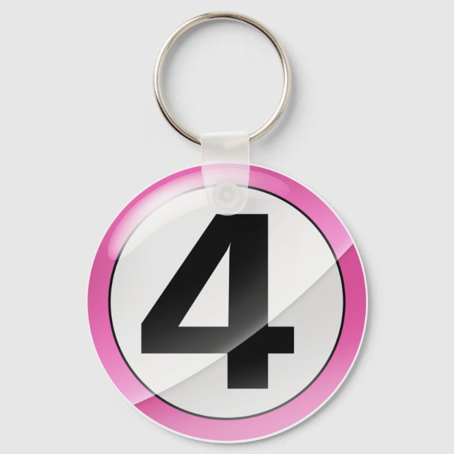 Porte-clés Numéro 4 Porte - clé rose (Recto)