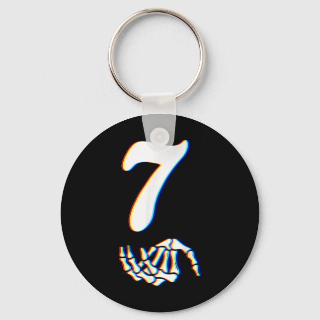 Porte-clés Numéro 7 Main de squelette de Halloween de mème co (Recto)